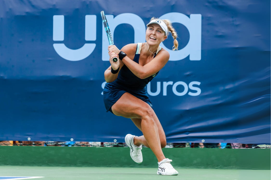 Gabriela on court at Leiria, Portugal